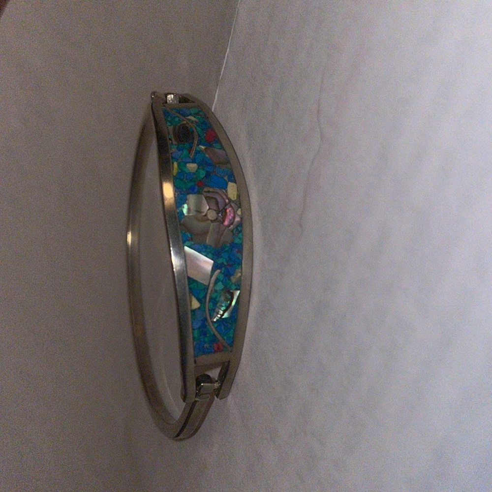 Vintage Alpaca Mexico inlay bracelet
